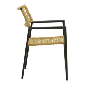 404 000012 3 Castal Argos The Classic stackable armchair, steel in black -pe rope in natural shade 53x59x84cm