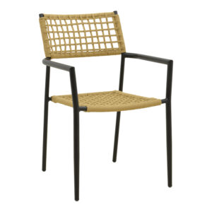 Castal Argos The Classic stackable armchair, steel in black -pe rope in natural shade 53x59x84cm
