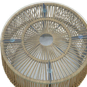 405 000009 3 Table Adela Argos The Classic pe wicker-glass in natural color D47x38cm