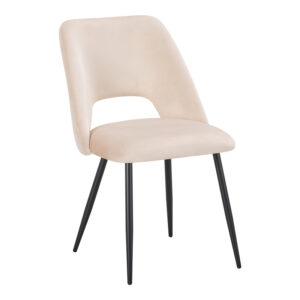 Chair Nelda Argos The Classic beige velvet fabric with metal black color leg 44x58x82cm