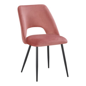 Chair Nelda Argos The Classic dusty rose velvet fabric with metal black color leg 44x58x82cm