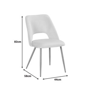 428 000016 1 Chair Nelda Argos The Classic beige velvet fabric with metal natural color leg 44x58x82cm