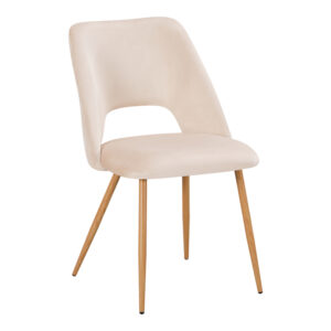 Chair Nelda Argos The Classic beige velvet fabric with metal natural color leg 44x58x82cm