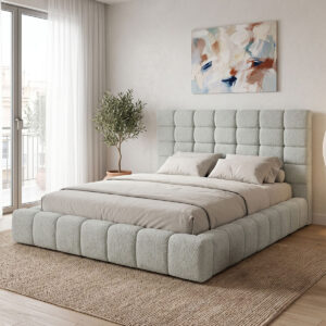 Double bed Pernant Argos The Classic light grey boucle fabric 160x200cm