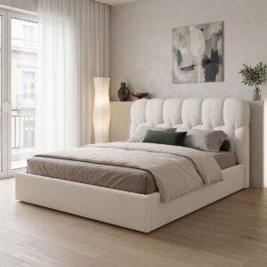 Double bed Sectra Argos The Classic cream boucle fabric 160x200cm