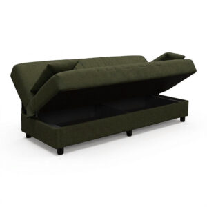 438 000004 3 Three seater sofabed Romina Argos The Classic with storege space olive green fabric 180x75x85cm