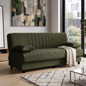 Three seater sofabed Romina Argos The Classic with storege space olive green fabric 180x75x85cm