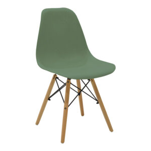 Julita Argos The Classic chair olive green PP with wooden legs in natural finish 46x52x81cm