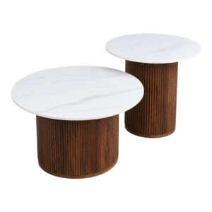 072 000189 1 Coffee table Skerta Argos The Classic set of 2 pieces white sintered stone mdf walnut base