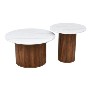 072 000189 2 Coffee table Skerta Argos The Classic set of 2 pieces white sintered stone mdf walnut base