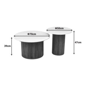 072 000189 3 Coffee table Skerta Argos The Classic set of 2 pieces white sintered stone mdf walnut base