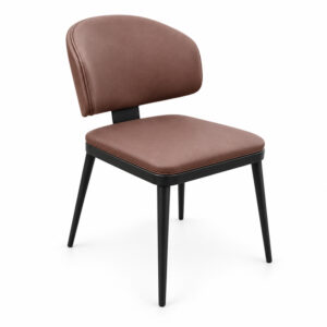 072 000194 1 Chair Leyla pakowold brown PU with black metal 46x46x82.5cm