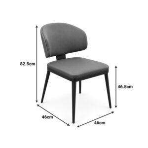 072 000194 3 Chair Leyla pakowold brown PU with black metal 46x46x82.5cm
