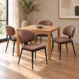 Chair Leyla pakowold brown PU with black metal 46x46x82.5cm