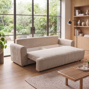 Three seater sofabed Storida Argos The Classic with storage space beige fabric 255x94x92cm