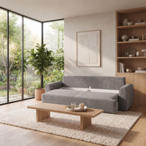 Three seater sofabed Storida Argos The Classic with storage space grey fabric 255x94x92cm