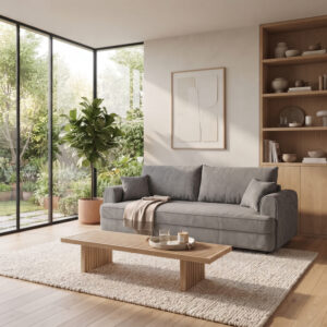 Three seater sofabed Storida Argos The Classic with storage space grey fabric 255x94x92cm