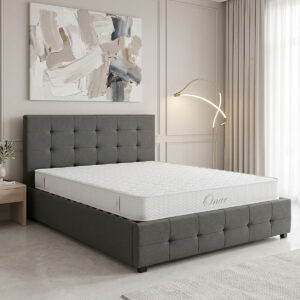 Bed with mattress and storage space Roi-Resty Argos The Classic fabric charcoal 160x200cm