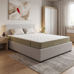 Bed with mattress and storage space Norse-Nemesis Argos The Classic fabric ecru 160x200cm