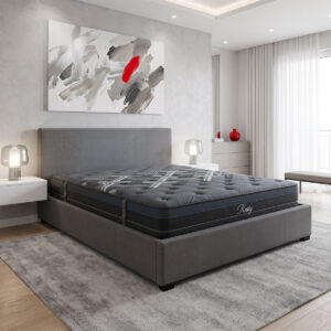 Bed with mattress and storage space Norse-Resty Argos The Classic fabric charcoal gray 160x200cm