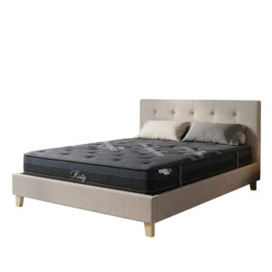 Bed with mattress Mago-Resty Argos The Classic fabric ecru – natural wood legs 160x200cm