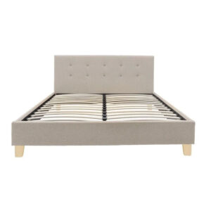 Bed with mattress Mago-Resty Argos The Classic fabric ecru – natural wood legs 160x200cm