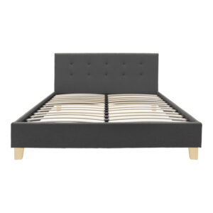 Bed with mattress Mago-Nemesis Argos The Classic anthracite fabric - wooden leg in natural shade 160x200cm