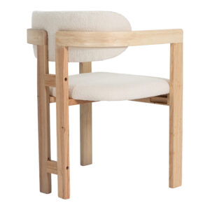200 002102 3 Dining set with Winsor beige Armchairs and Fessen Table white in natural shade 180x90x78cm Set 7pcs
