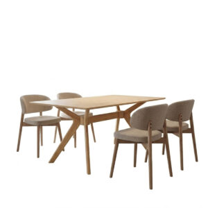 Dining table set Sienna beige chair with Raffles table Argos The Classic set of 5 pieces rubberwood in walnut color 150x90x76cm