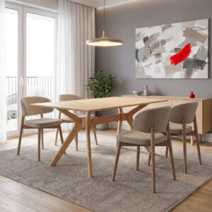 Dining table set Sienna beige chair with Raffles table Argos The Classic set of 5 pieces rubberwood in walnut color 150x90x76cm