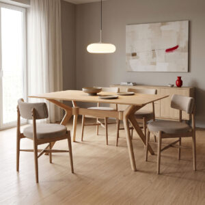 Dining table set Raudi beige chair with Raffles table Argos The Classic set of 5 pieces rubberwood in walnut color 150x90x76cm