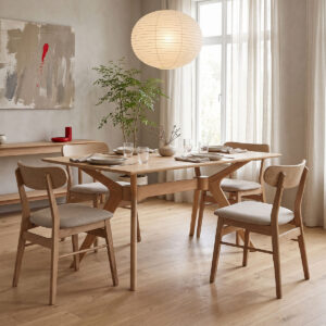 Dining table set Cairo beige chair with Raffles table Argos The Classic set of 5 pieces rubberwood in walnut color 150x90x76cm