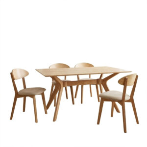 Dining table set Canon grey beige chair with Raffles table Argos The Classic set of 5 pieces rubberwood in walnut color 150x90x76cm