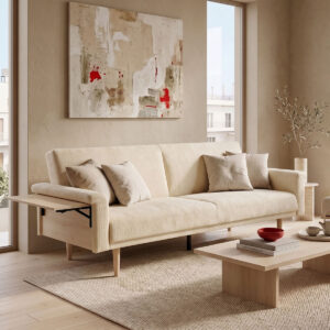 Sofa bed Flexo Argos The Classic beige fabric with natural shade 220x84.5x82cm