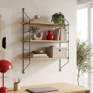 Wall shelf Vender Argos The Classic in natural shade with black metal 60x15x70cm