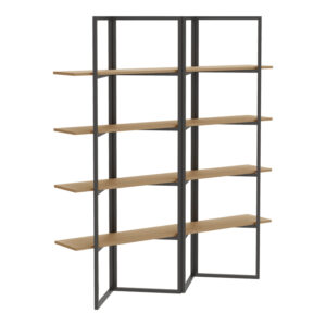 Bookcase shelf Strake Argos The Classic in natural shade black metal 140x30x160cm