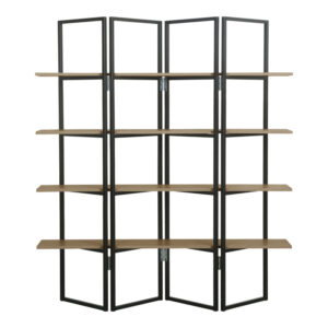 Bookcase shelf Strake Argos The Classic in natural shade black metal 140x30x160cm
