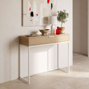 Console Joumpa Argos The Classic with drawer in natural shade with white metal 80x28x76.5cm