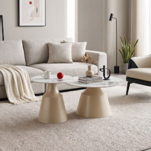 Sculpt coffee tables Argos The Classic set of 2 cappuccino metal-sintered stone white marble