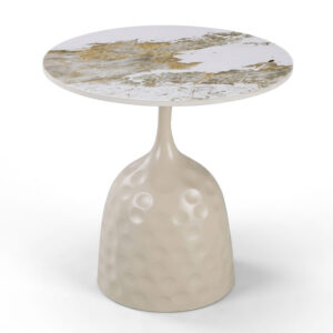 278 000105 2 Side table Amphora Argos The Classic cappuccino metal-marble-look travertine D50x47cm
