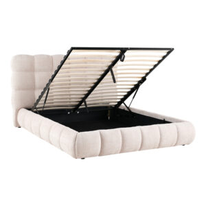 279 000028 1 Double bed Abena Argos The Classic ecru boucle fabric with storage space 160x200cm