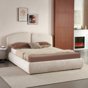 Double bed Cardia Argos The Classic with storage space beige grey fabric 160x200cm