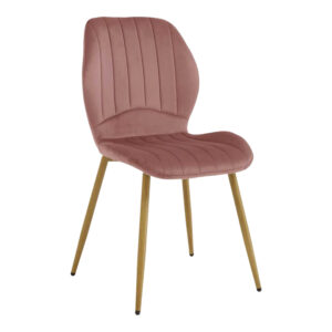 Chair Jelour Argos The Classic dusty rose velvet with natural color metal leg 55x54,5x84,5cm