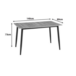 327 000090 2 Table Loza Argos The Classic sonoma MDF with black metal leg 140x80x73cm