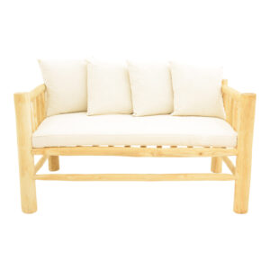 336 000043 1 2-seater sofa Guada Argos The Classic teak wood in natural color and white cushions 135x80x71cm
