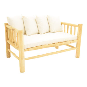 2-seater sofa Guada Argos The Classic teak wood in natural color and white cushions 135x80x71cm