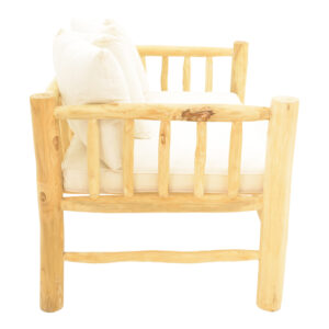 336 000043 4 2-seater sofa Guada Argos The Classic teak wood in natural color and white cushions 135x80x71cm