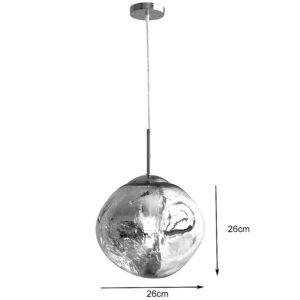342 000154 2 Ceiling lamp Henfa Argos The Classic silver metal with glass D26x26cm