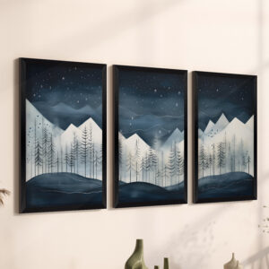 Wall art in frame Wavy Argos The Classic triptyque with digital print 33x0.3x48cm