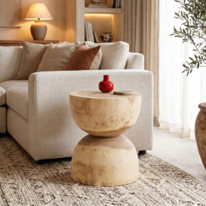 Stool Table Hourglass Argos The Classic suar wood in natural shade D40x45cm